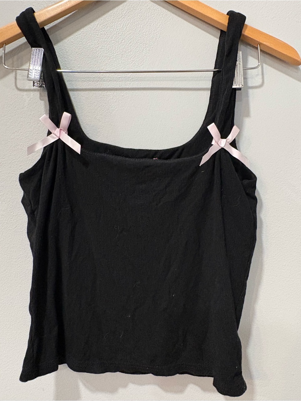 Edikted Black Tank Top with Pink Ribbon Accent - Women Tops